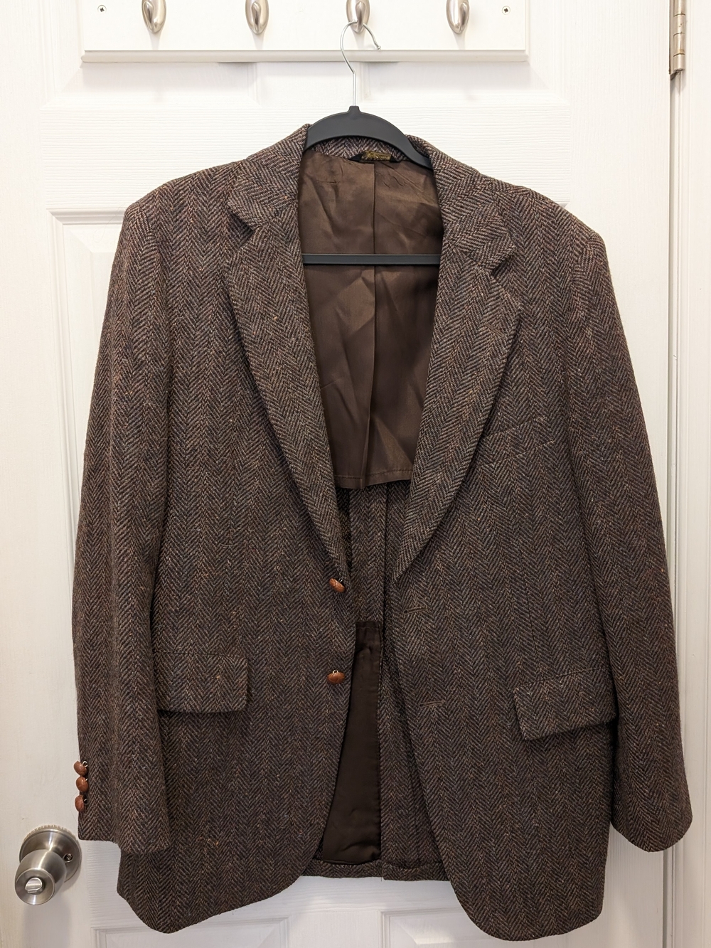 Brown Herringbone 100% Pure Wool Blazer Men's